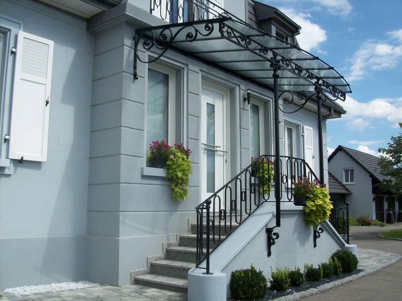 Marquise carport et rampe en fer forgé à Elsensheim près de Sélestat